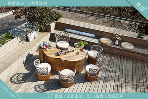 中国地图造型庭院茶台六件套